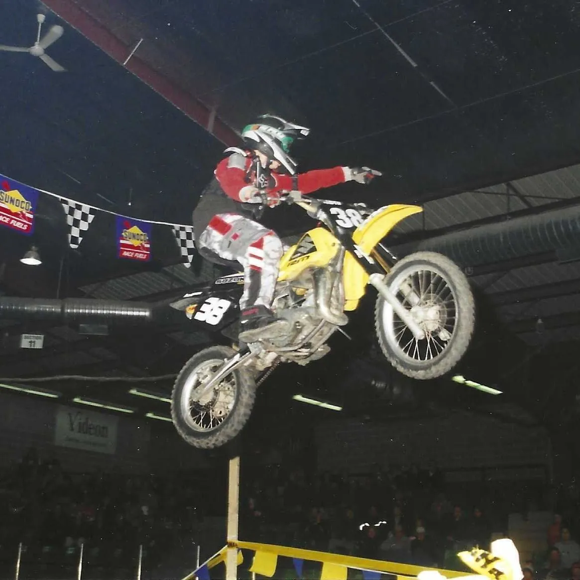Childhood scan of Lee Stuart on a dirt bike