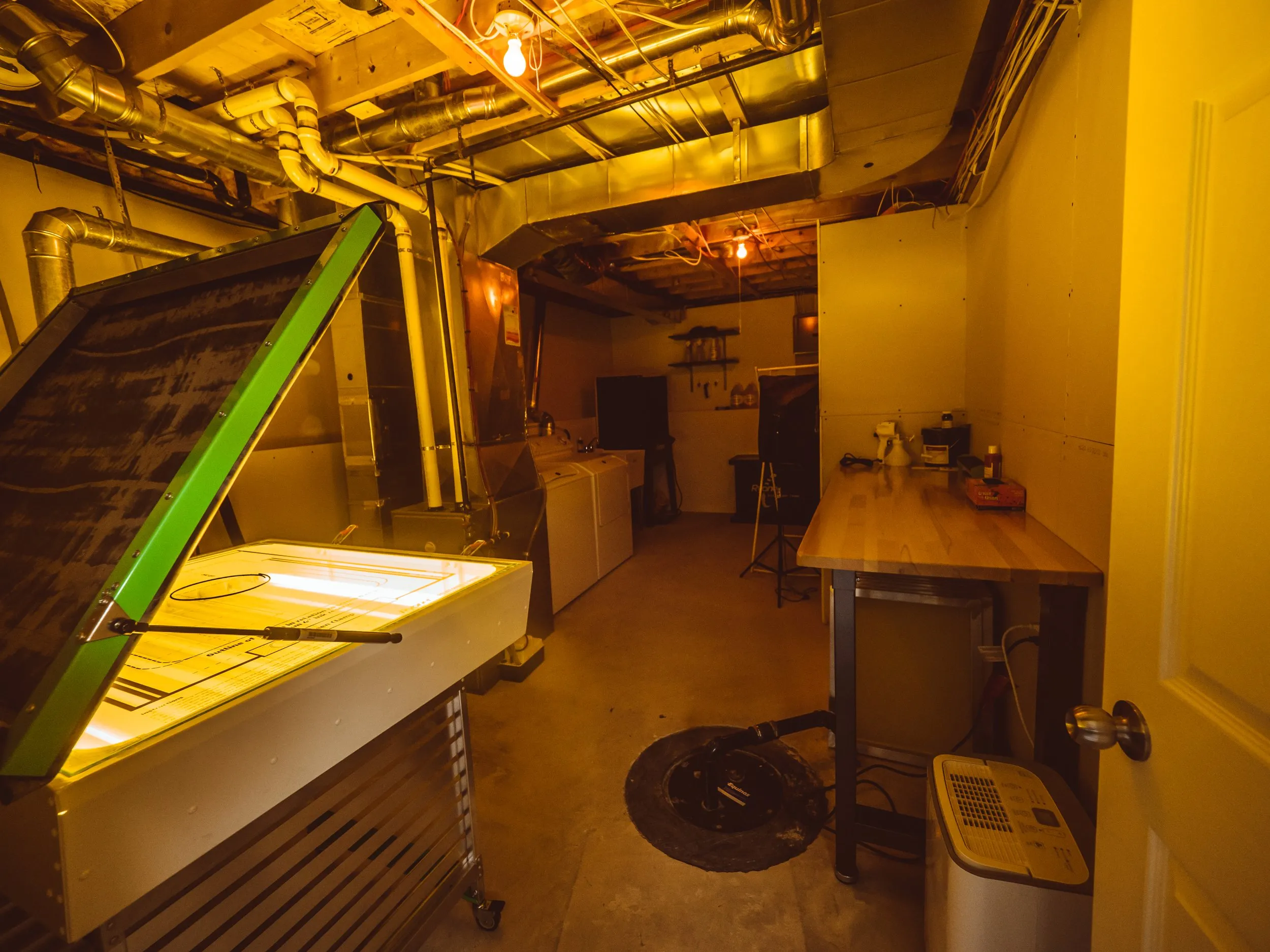 Basement print shop workspace